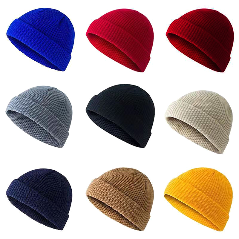 Beanie Cuffed Knit - شتاء دافئ للجنسين الصوف بيني قبعات
