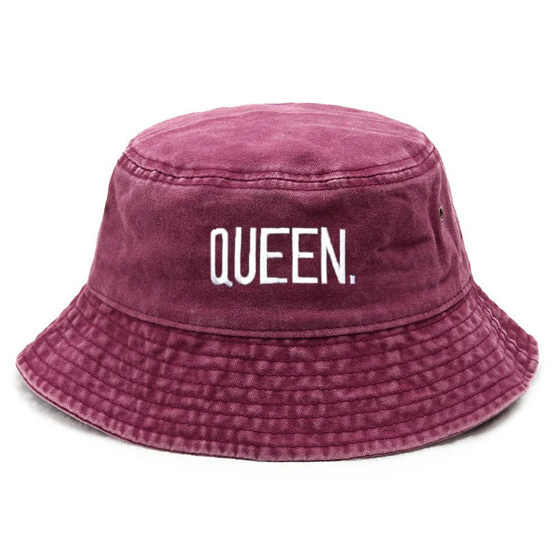 Bucket Hat Cotton - تخصيص الملكة غسلها خمر قبعة بحافة