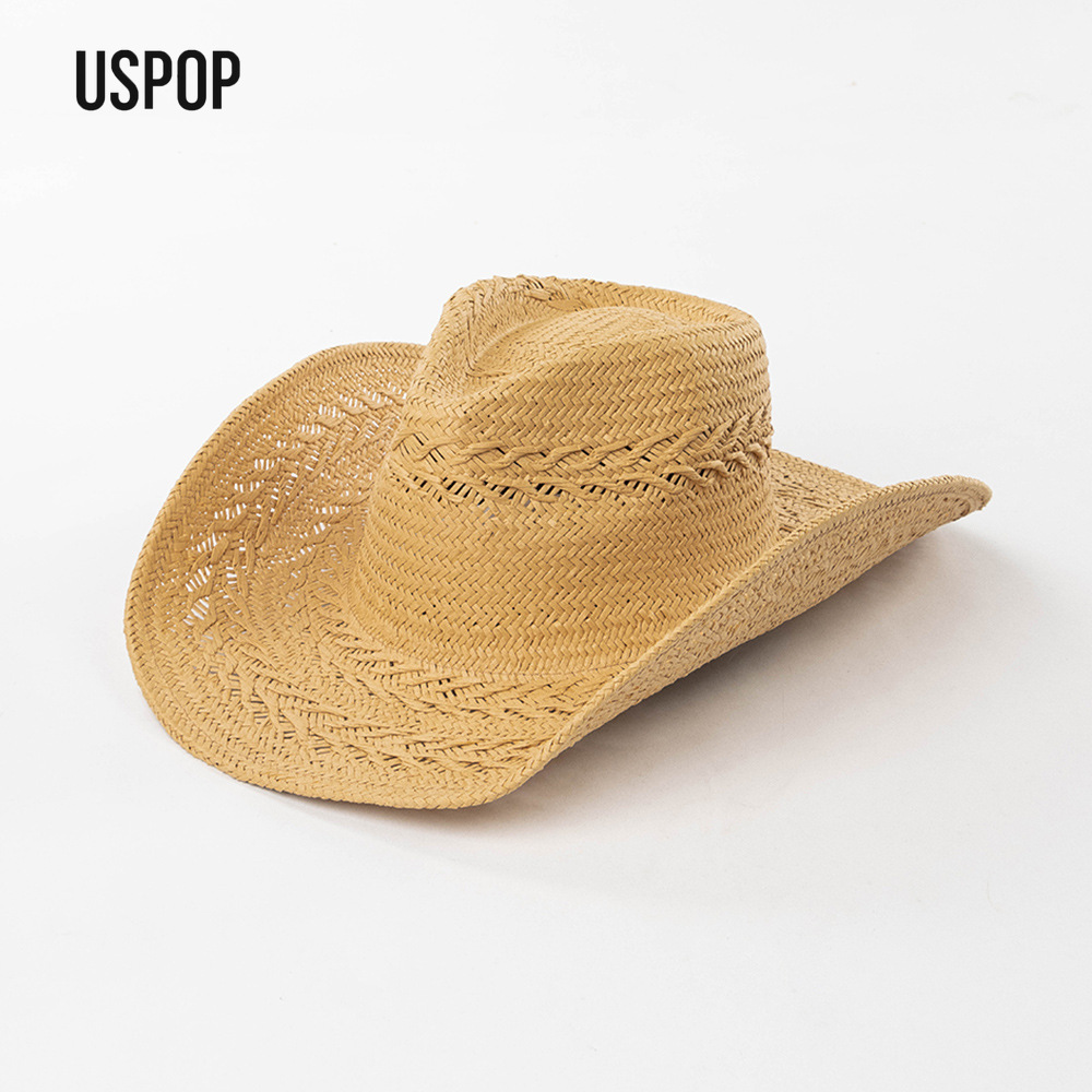 Cowboy Hat Straw - قبعة كاوبوي نسائية صيفية من USPOP،