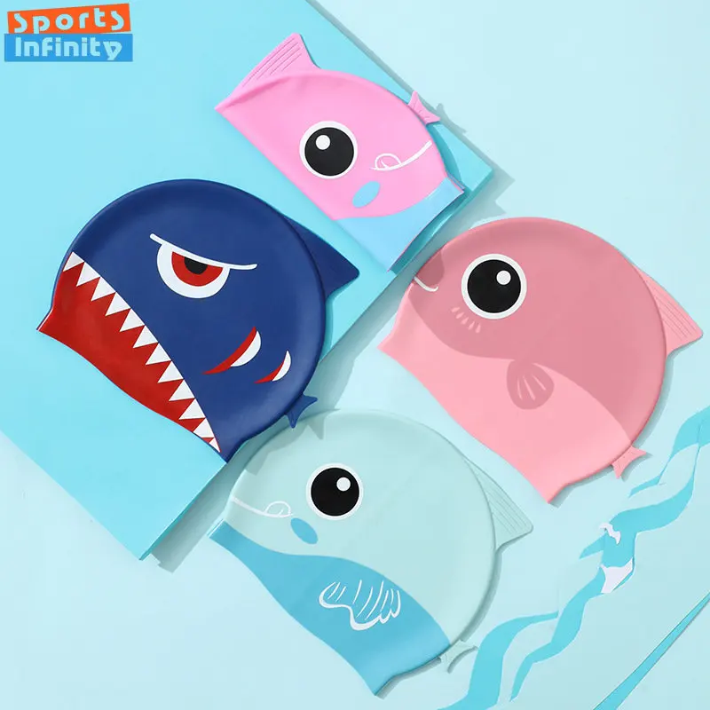 Swim Hat Silicone - الكرتون لطيف الأسماك القرش سيليكون قبعة